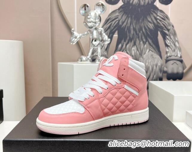 Buy Luxury Chanel Quilted Calfskin High-top Sneakers Light Pink 901046