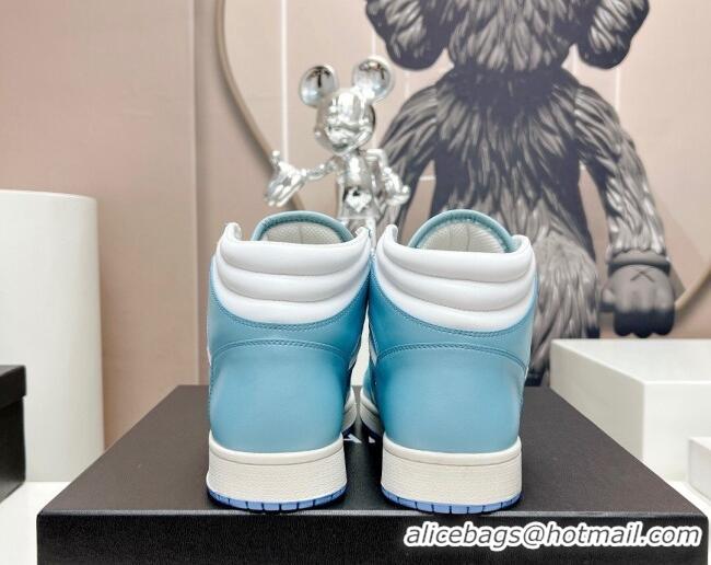 Low Price Chanel Quilted Calfskin High-top Sneakers Light Blue 901047