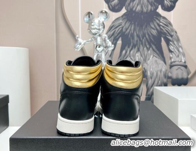 Good Taste Chanel Quilted Calfskin High-top Sneakers Black/Gold 901048