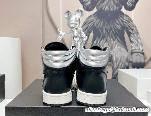 Charming Chanel Quilted Calfskin High-top Sneakers Black/Silver 901049