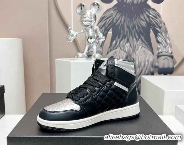 Charming Chanel Quilted Calfskin High-top Sneakers Black/Silver 901049