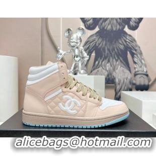 Unique Style Chanel Quilted Calfskin High-top Sneakers Nude Pink 901050