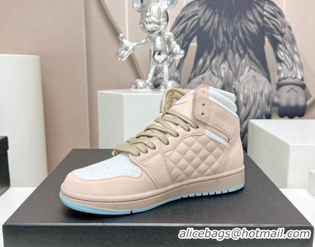 Unique Style Chanel Quilted Calfskin High-top Sneakers Nude Pink 901050