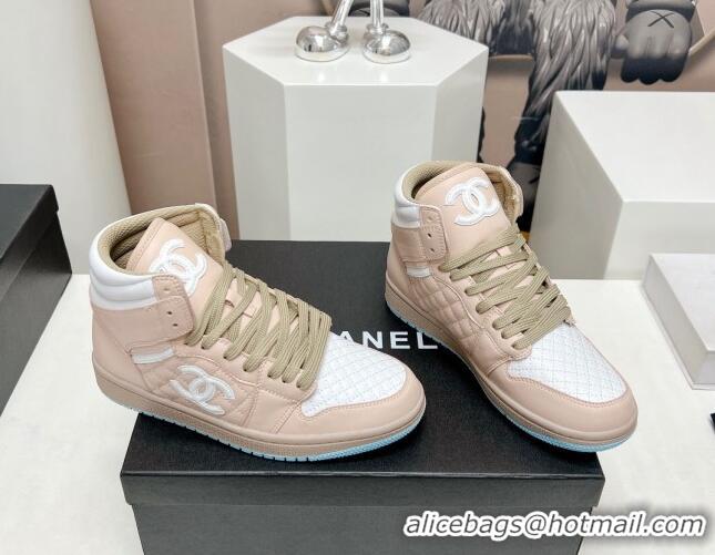 Unique Style Chanel Quilted Calfskin High-top Sneakers Nude Pink 901050