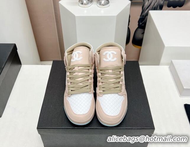 Unique Style Chanel Quilted Calfskin High-top Sneakers Nude Pink 901050