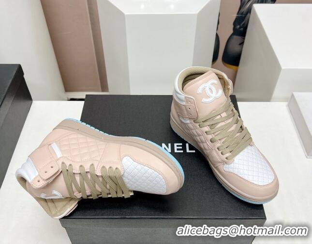 Unique Style Chanel Quilted Calfskin High-top Sneakers Nude Pink 901050