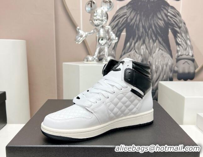 Elegant Chanel Quilted Calfskin High-top Sneakers White/Black 901051