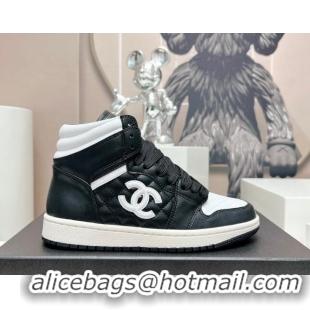 Popular Style Chanel Quilted Calfskin High-top Sneakers Black 901052