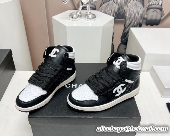 Popular Style Chanel Quilted Calfskin High-top Sneakers Black 901052