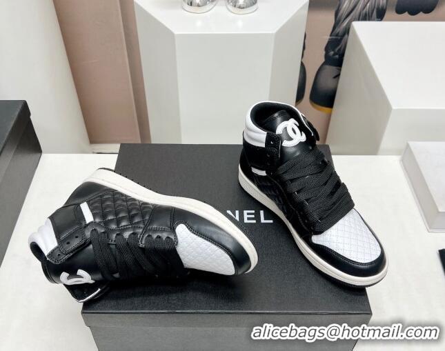 Popular Style Chanel Quilted Calfskin High-top Sneakers Black 901052