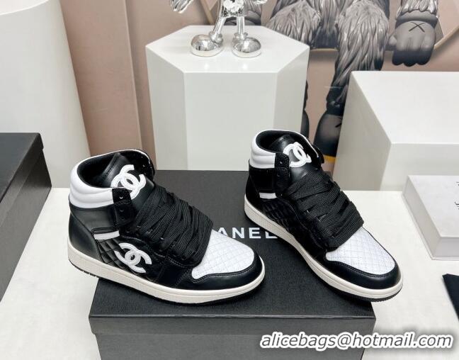 Popular Style Chanel Quilted Calfskin High-top Sneakers Black 901052