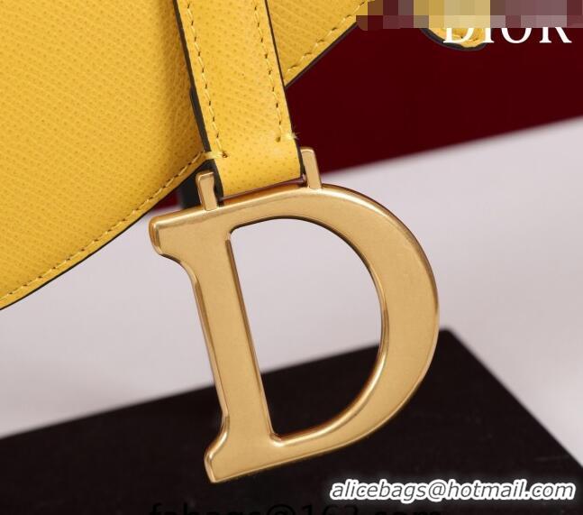 Promotional Dior Mini/Medium Saddle Bag with Strap in Grained Calfskin CD1117 Yellow 2023