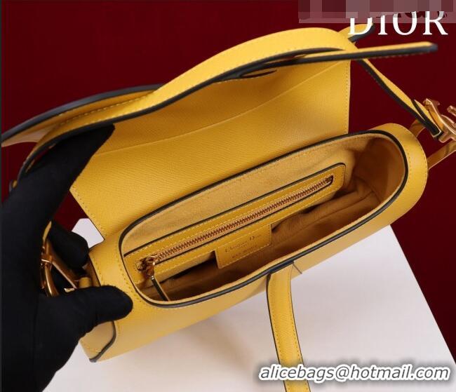 Promotional Dior Mini/Medium Saddle Bag with Strap in Grained Calfskin CD1117 Yellow 2023