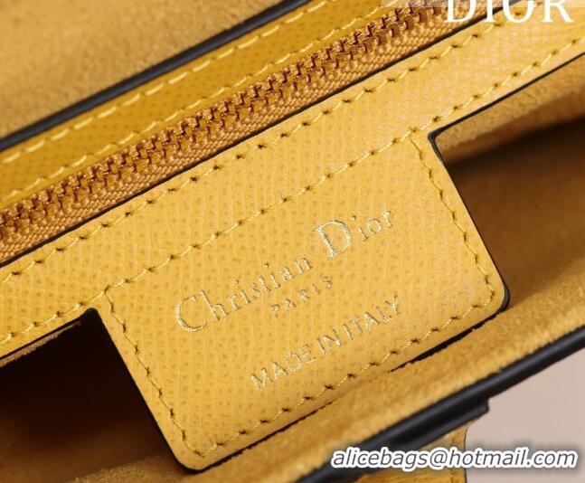 Promotional Dior Mini/Medium Saddle Bag with Strap in Grained Calfskin CD1117 Yellow 2023