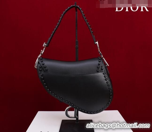 Trendy Design Dior Medium Saddle Bag with Studs in Smooth Calfskin CD1117 Black/Silver 2023 