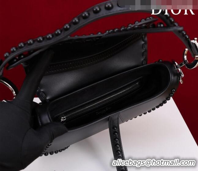 Trendy Design Dior Medium Saddle Bag with Studs in Smooth Calfskin CD1117 Black/Silver 2023 