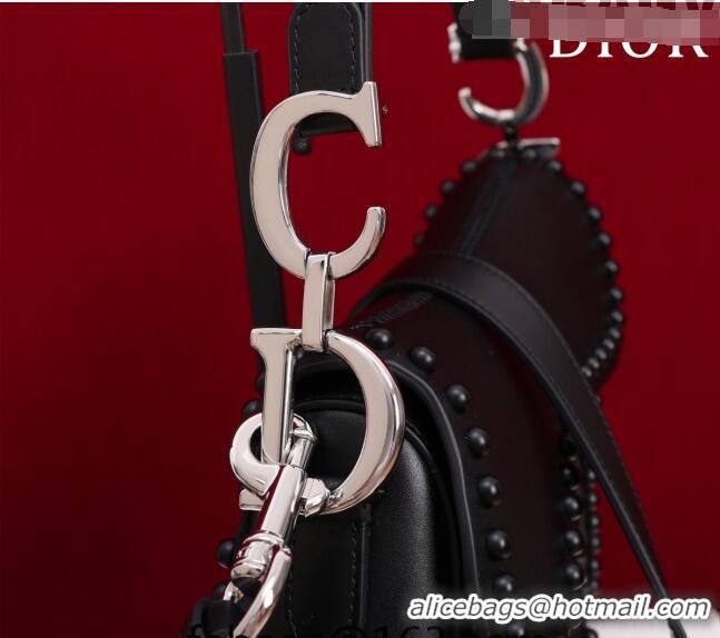 Trendy Design Dior Medium Saddle Bag with Studs in Smooth Calfskin CD1117 Black/Silver 2023 