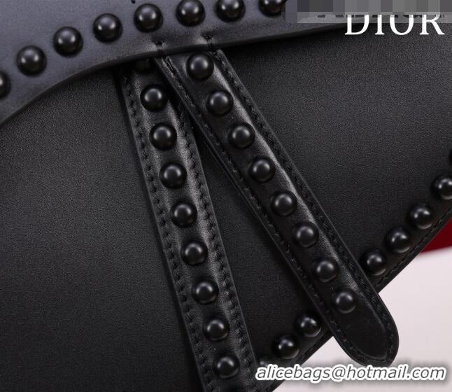 Trendy Design Dior Medium Saddle Bag with Studs in Smooth Calfskin CD1117 Black/Silver 2023 