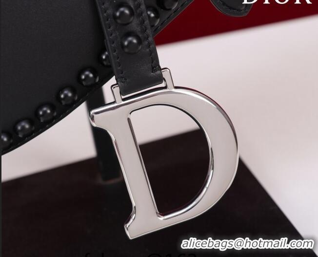 Trendy Design Dior Medium Saddle Bag with Studs in Smooth Calfskin CD1117 Black/Silver 2023 