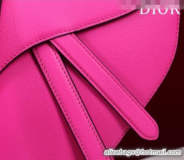 Discount Dior Mini/Medium Saddle Bag with Strap in Grained Calfskin CD1117 Dark Pink 2023