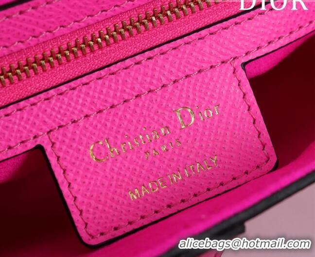 Discount Dior Mini/Medium Saddle Bag with Strap in Grained Calfskin CD1117 Dark Pink 2023