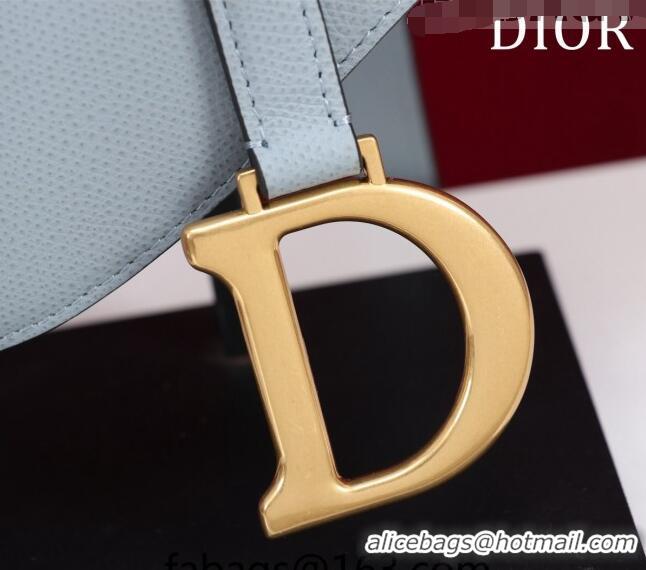 Good Taste Dior Mini/Medium Saddle Bag with Strap in Grained Calfskin CD1117 Light Blue 2023