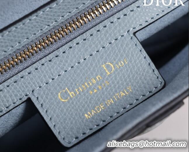 Good Taste Dior Mini/Medium Saddle Bag with Strap in Grained Calfskin CD1117 Light Blue 2023