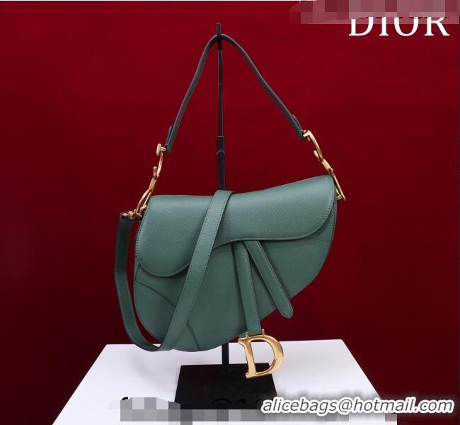 Top Quality Dior Mini/Medium Saddle Bag with Strap in Grained Calfskin CD1117 Dark Green 2023