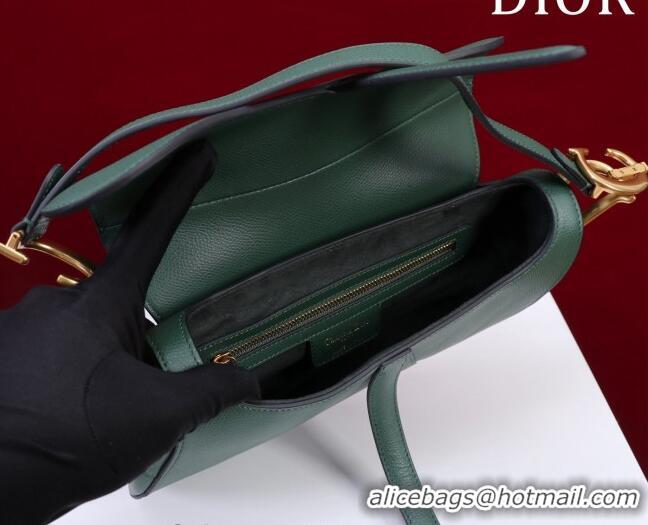 Top Quality Dior Mini/Medium Saddle Bag with Strap in Grained Calfskin CD1117 Dark Green 2023