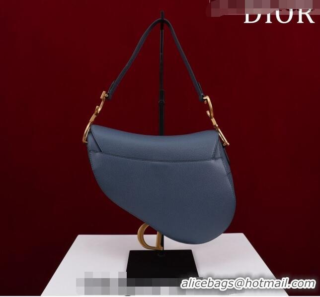 Super Quality Dior Mini/Medium Saddle Bag with Strap in Grained Calfskin CD1117 Navy Blue 2023 