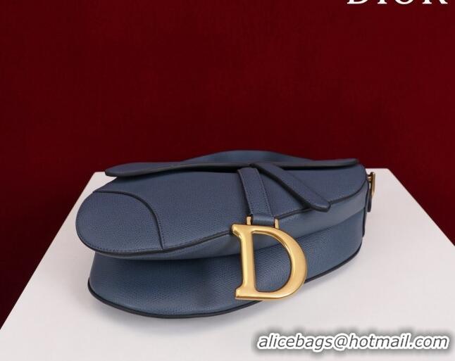 Super Quality Dior Mini/Medium Saddle Bag with Strap in Grained Calfskin CD1117 Navy Blue 2023 