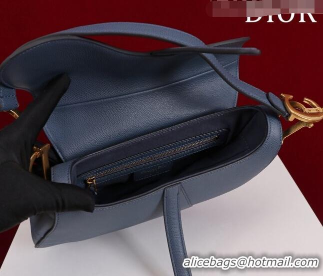 Super Quality Dior Mini/Medium Saddle Bag with Strap in Grained Calfskin CD1117 Navy Blue 2023 