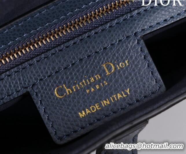 Super Quality Dior Mini/Medium Saddle Bag with Strap in Grained Calfskin CD1117 Navy Blue 2023 