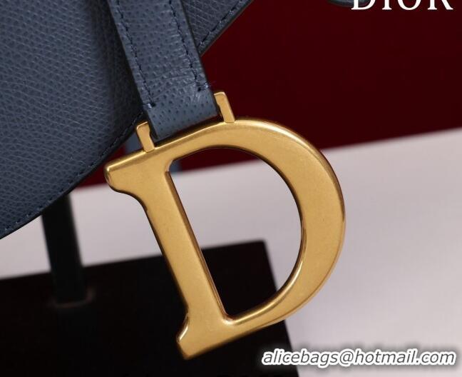 Super Quality Dior Mini/Medium Saddle Bag with Strap in Grained Calfskin CD1117 Navy Blue 2023 