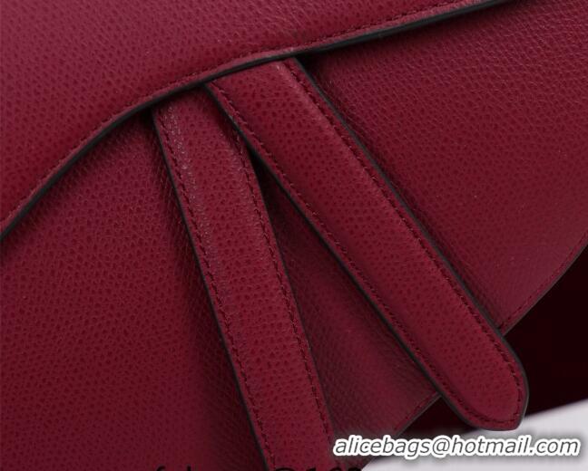 Top Quality Dior Mini/Medium Saddle Bag with Strap in Grained Calfskin CD1117 Dark Red 2023