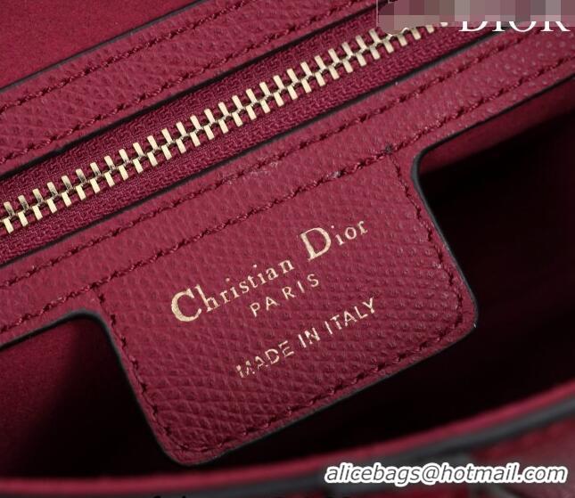 Top Quality Dior Mini/Medium Saddle Bag with Strap in Grained Calfskin CD1117 Dark Red 2023