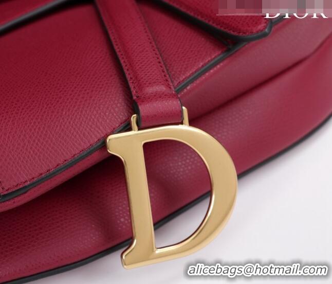 Top Quality Dior Mini/Medium Saddle Bag with Strap in Grained Calfskin CD1117 Dark Red 2023