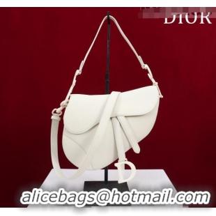 Top Quality Dior Mini/Medium Saddle Bag with Strap in Grained Calfskin CD1117 All White 2023