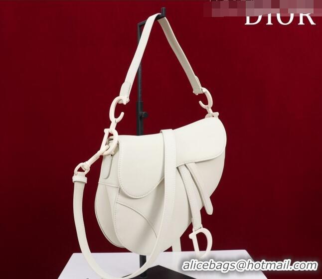 Top Quality Dior Mini/Medium Saddle Bag with Strap in Grained Calfskin CD1117 All White 2023