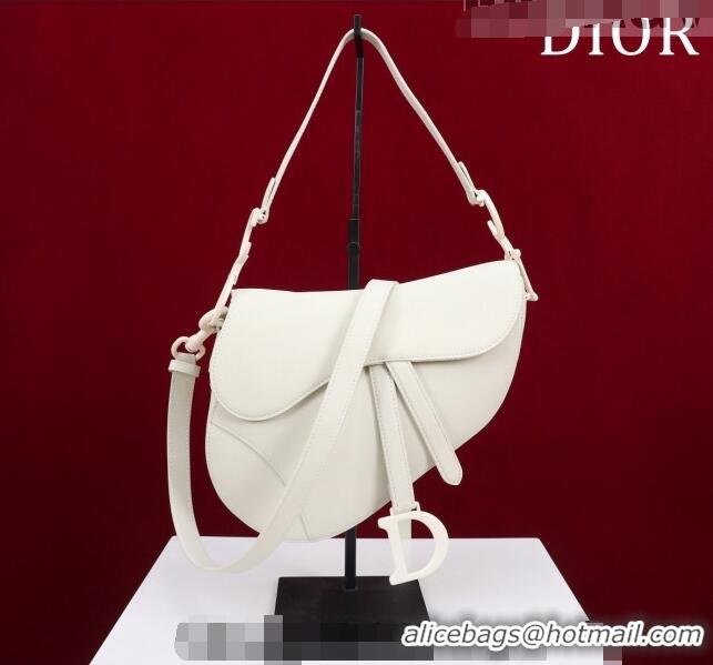 Top Quality Dior Mini/Medium Saddle Bag with Strap in Grained Calfskin CD1117 All White 2023