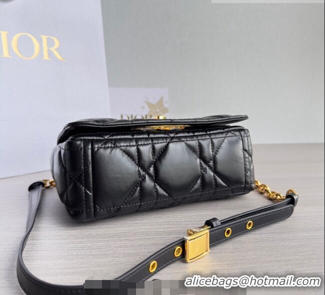 Shop Discount Dior Small Caro Chain Bag in Quilted Macrocannage Calfskin M9241 Black/Gold 2023