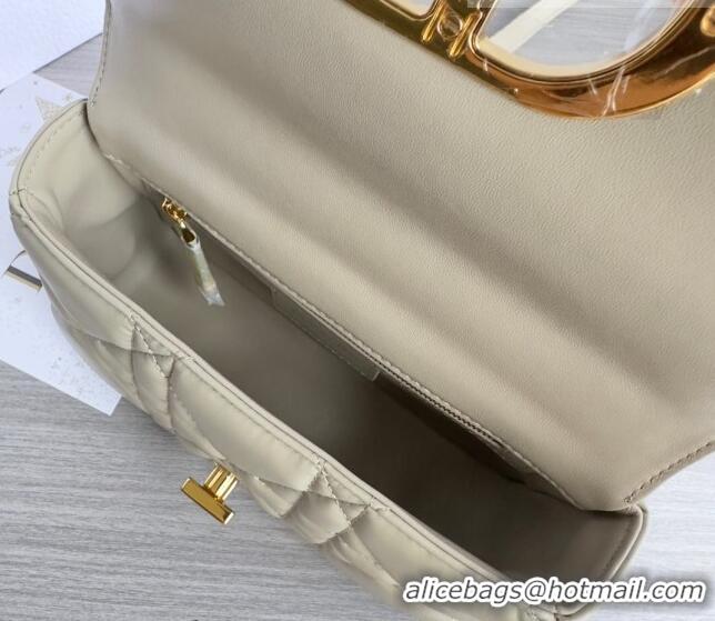 Top Quality Dior Small Caro Chain Bag in Quilted Macrocannage Calfskin M9241 Light Beige 2023