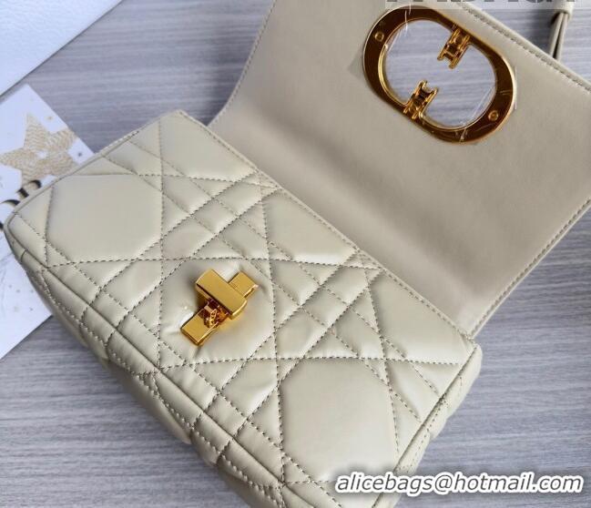 Top Quality Dior Small Caro Chain Bag in Quilted Macrocannage Calfskin M9241 Light Beige 2023