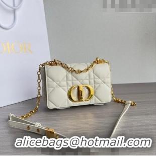 Big Discount Dior Small Caro Chain Bag in Quilted Macrocannage Calfskin M9241 White/Gold 2023