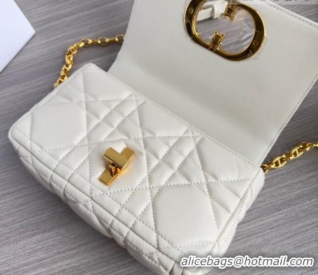 Big Discount Dior Small Caro Chain Bag in Quilted Macrocannage Calfskin M9241 White/Gold 2023