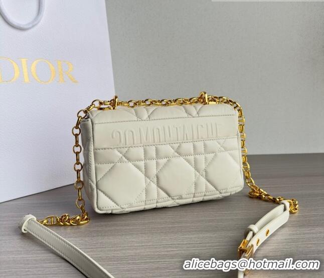 Big Discount Dior Small Caro Chain Bag in Quilted Macrocannage Calfskin M9241 White/Gold 2023