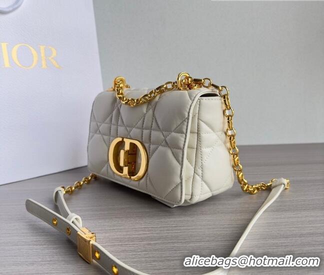 Big Discount Dior Small Caro Chain Bag in Quilted Macrocannage Calfskin M9241 White/Gold 2023