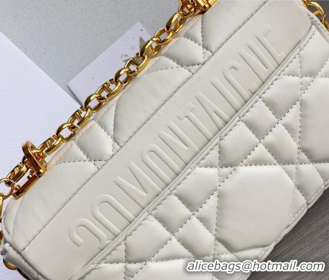 Big Discount Dior Small Caro Chain Bag in Quilted Macrocannage Calfskin M9241 White/Gold 2023