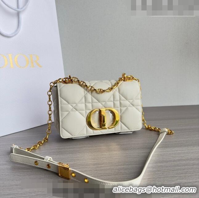 Big Discount Dior Small Caro Chain Bag in Quilted Macrocannage Calfskin M9241 White/Gold 2023