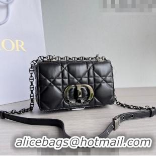 Top Quality Dior Small Caro Chain Bag in Quilted Macrocannage Calfskin M9241 Black/Gunmetal 2023